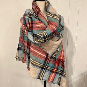 Oversized Soft Plaid Tartan Blanket Scarf